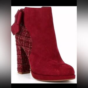 Copper Key  Suede Tweed Bow Back Booties